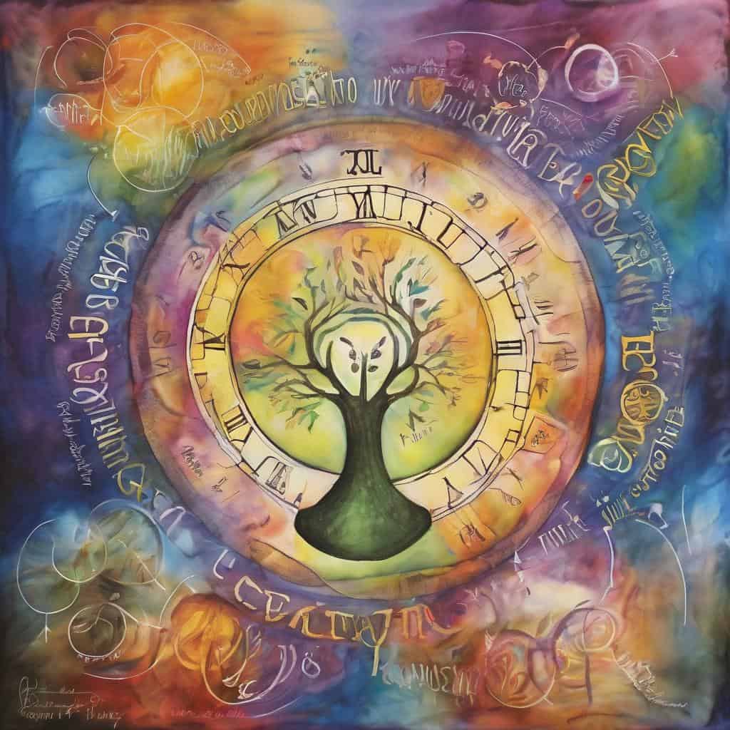 Ζωγραφική με δέντρο και ρολόι, σύμβολα αισιοδοξίας και ανανέωσης.